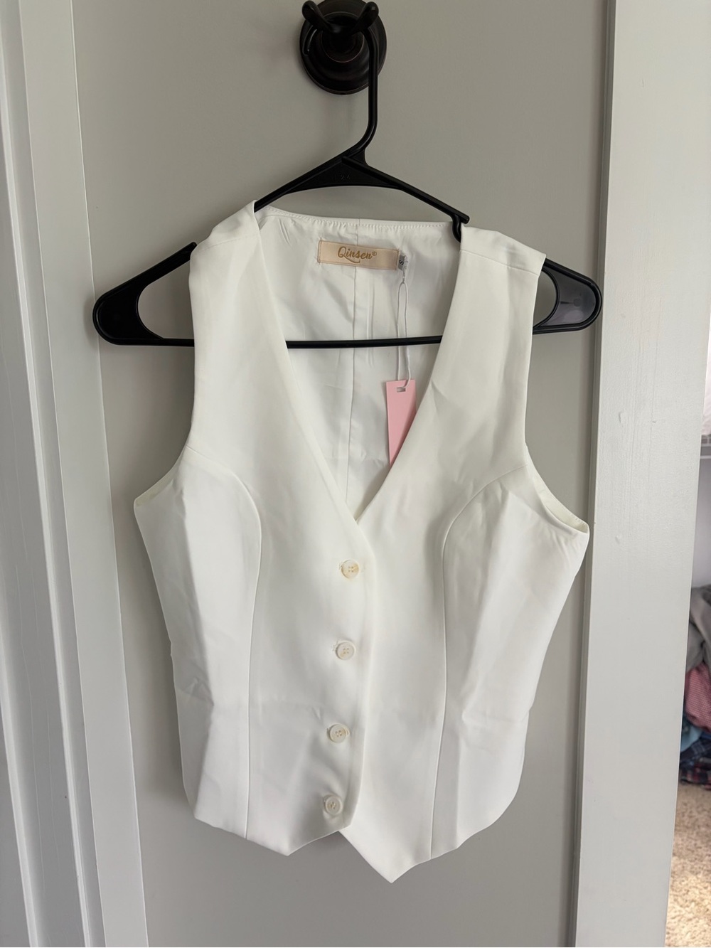 Ginsen White Tailored Button-Front Vest